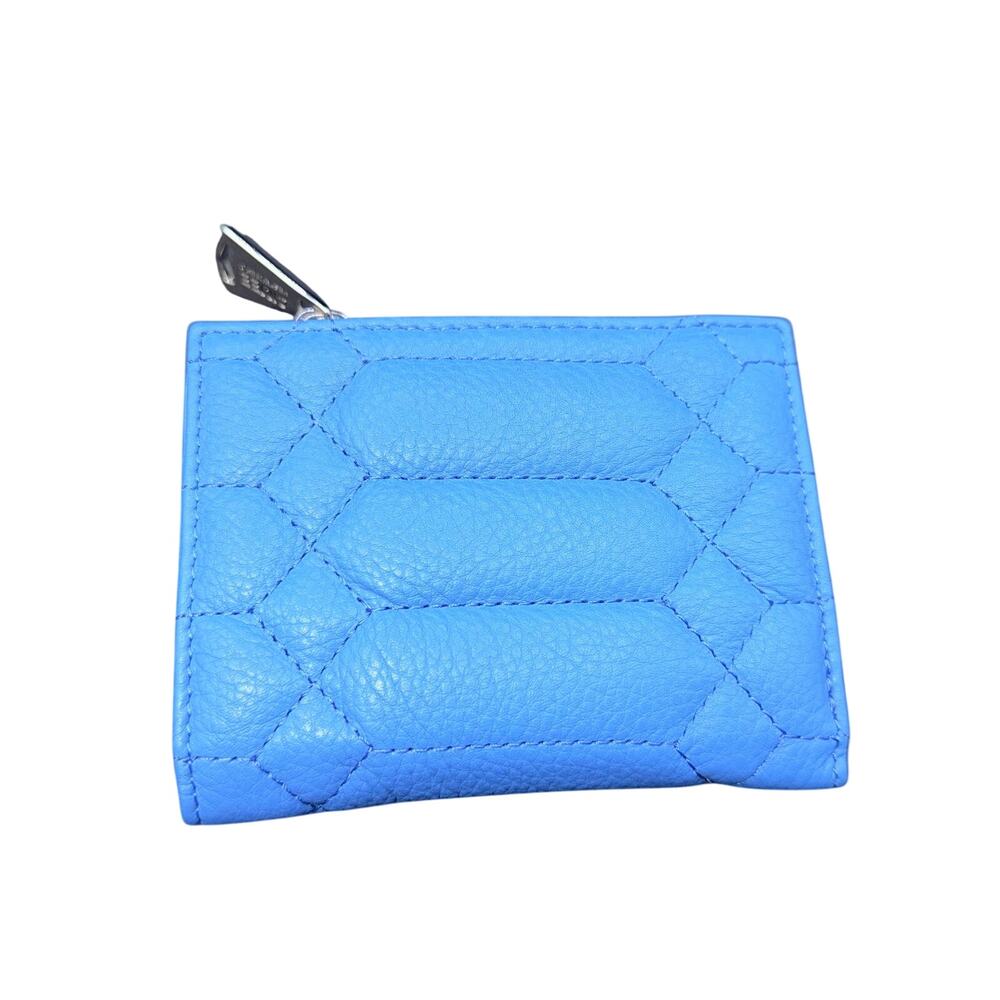 Aimee Kestenberg Blue Leather Zip Around Wallet Card Case Coin Purse